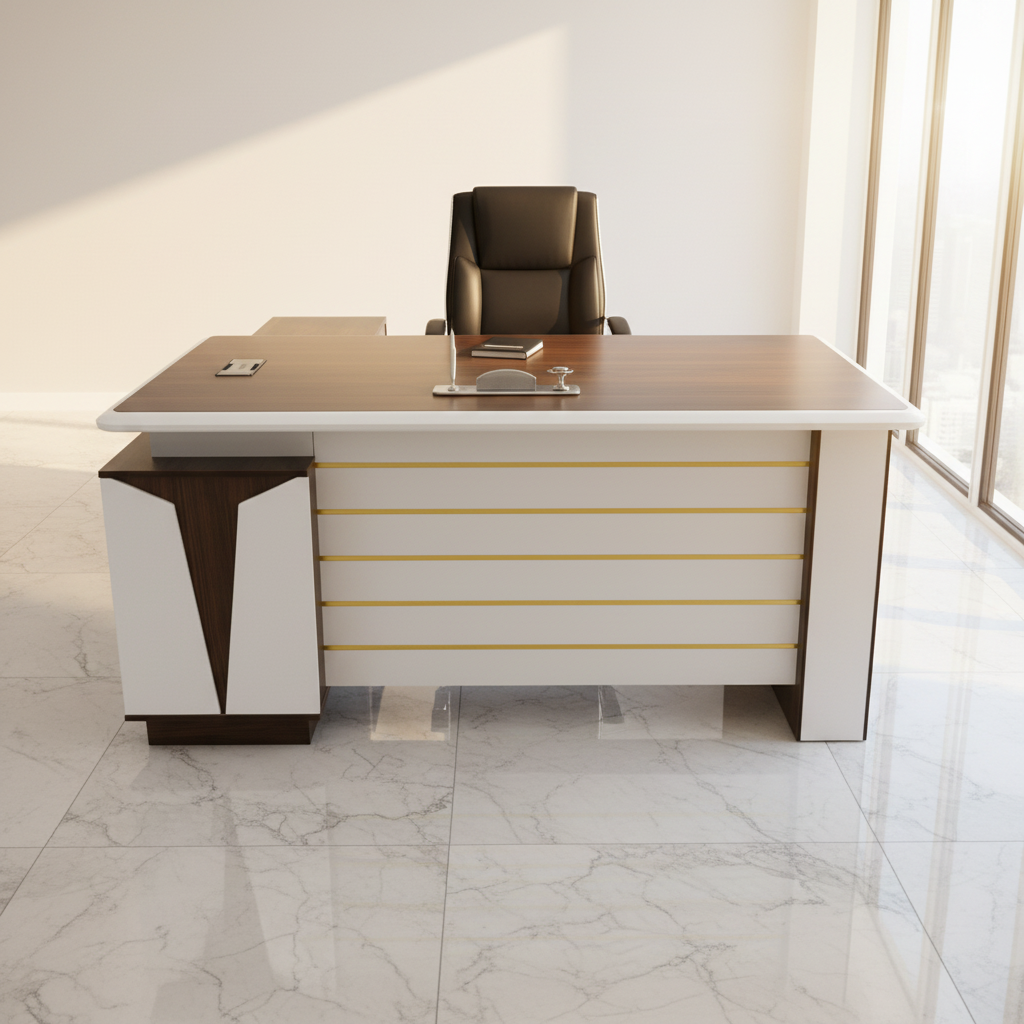 Wenge Light Grey Office Table IH 723 | Premium Office Furniture UAE