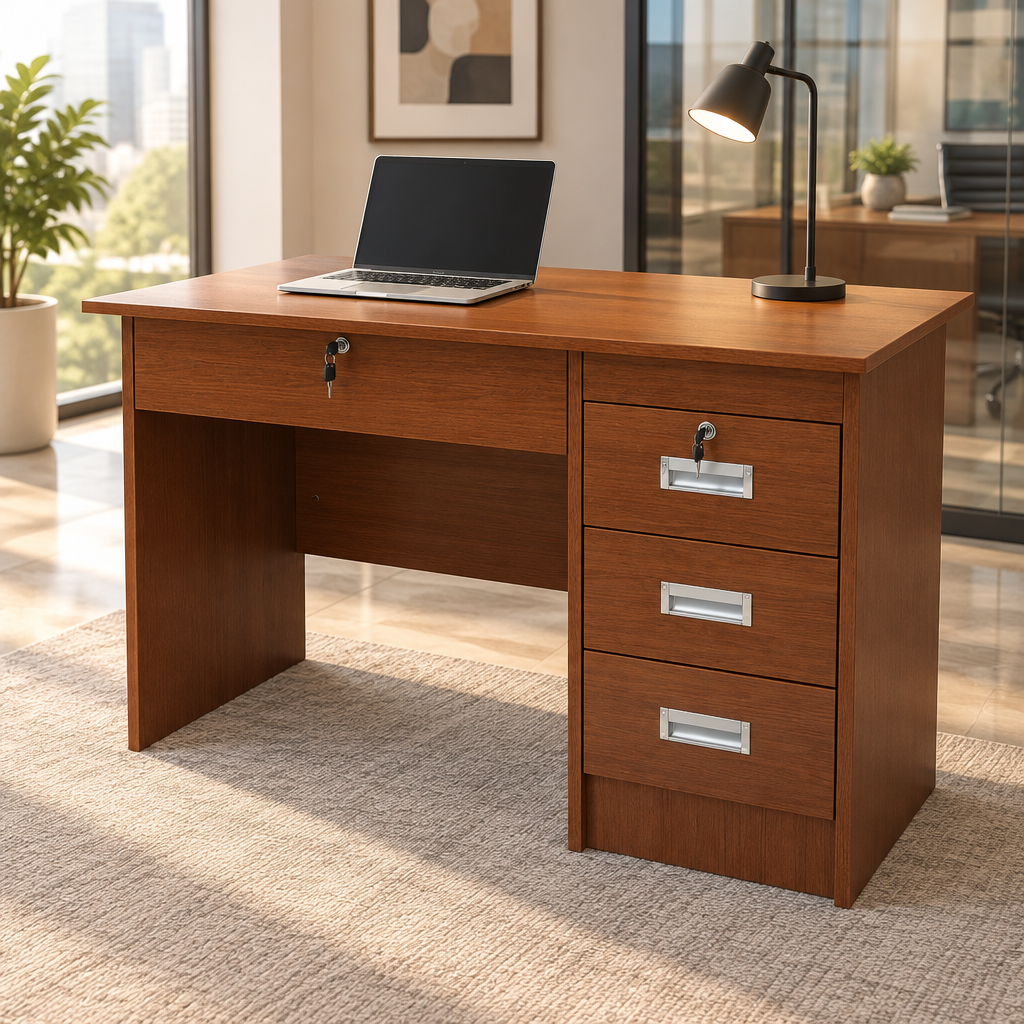 Office Desk 1M Golden Oak (100x60x75cm) | Premium Workspace Furniture
