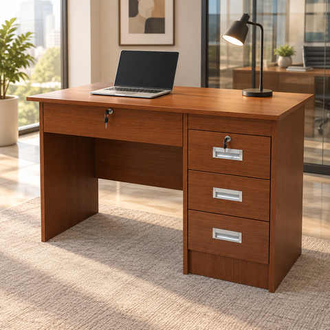 Office Desk 1M Golden Oak (100x60x75cm) | Premium Workspace Furniture