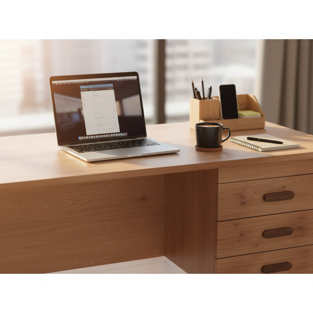 Office Desk Light Cherry 140x70x75cm | Premium Desks UAE