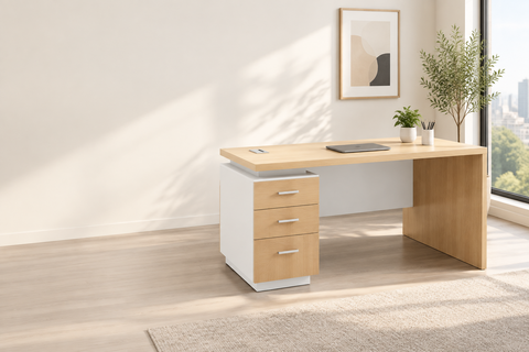 INFINI HOMES Executive Table UAE - Model KN120-EX-BX Light Oak White