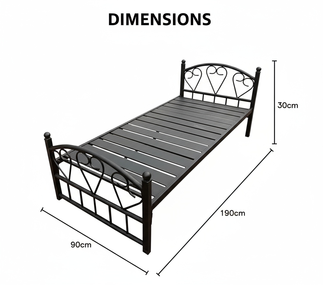 Metal Bed Frame Black Single Size UAE | INFINI HOMES Dubai Abu Dhabi Sharjah