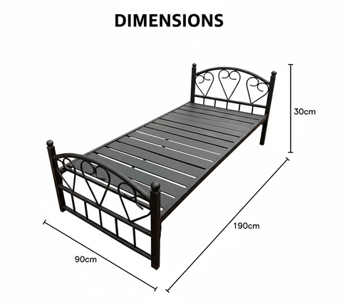 Metal Bed Frame Black Single Size UAE | INFINI HOMES Dubai Abu Dhabi Sharjah
