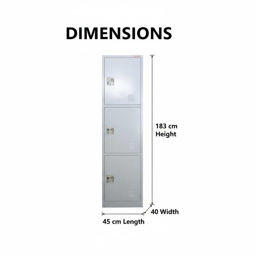INFINI HOMES 3-Tier Steel Storage Locker Cabinet - UAE Wide Delivery