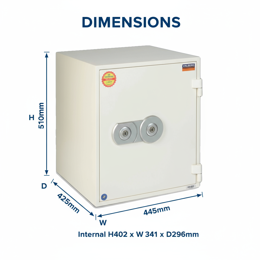 Fire Resistant Safe UAE | Valberg FRS-51 KL White Fireproof Safe Dubai | Dual Key Lock