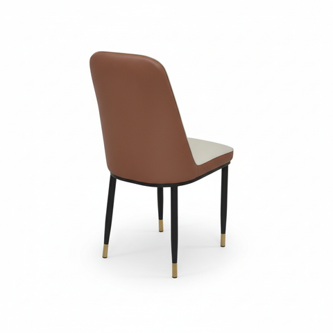 PU Dining Chair with Metal Legs - White & Brown | IH 34