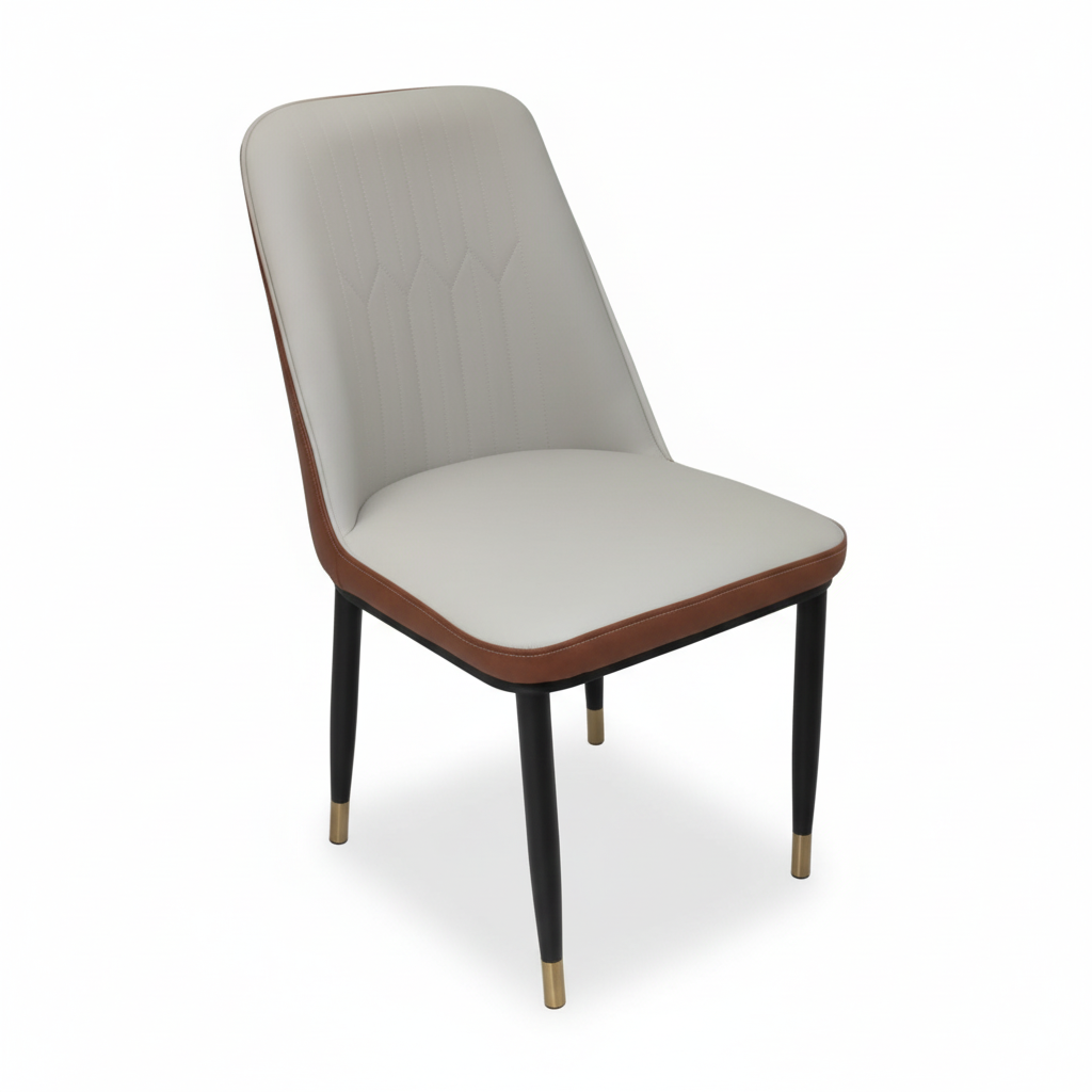 PU Dining Chair with Metal Legs IH-34 | INFINI HOMES UAE Brown+ White