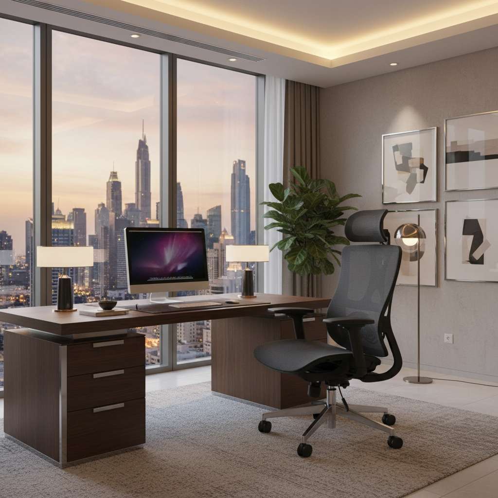 Premium Ergonomic Office Chair with Headrest Dubai | High Back Mesh Executive Chair UAE | IH A-216