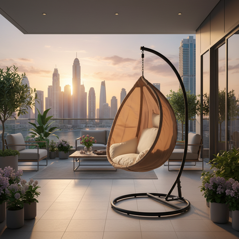 Swing Chair UAE | Premium Beige Outdoor Swing Chair for Home & Office