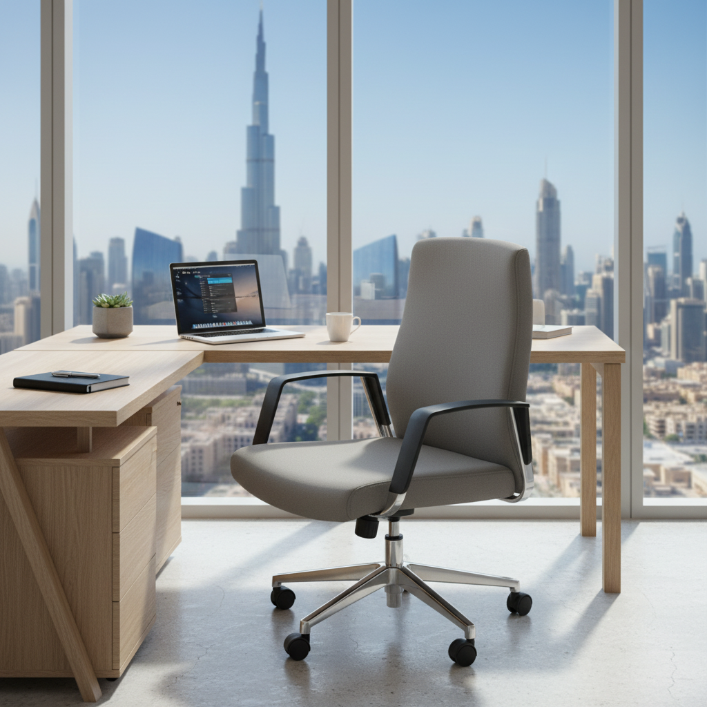 Premium Office Chair Low Back PU Leather Grey | UAE Delivery