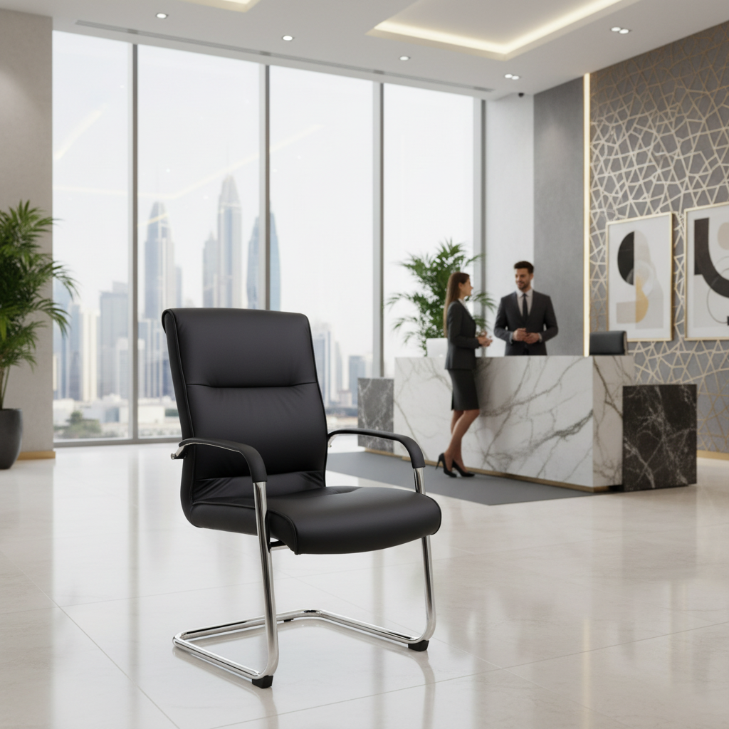 Black Visitor Chair IH 106 V - Premium Office Seating UAE