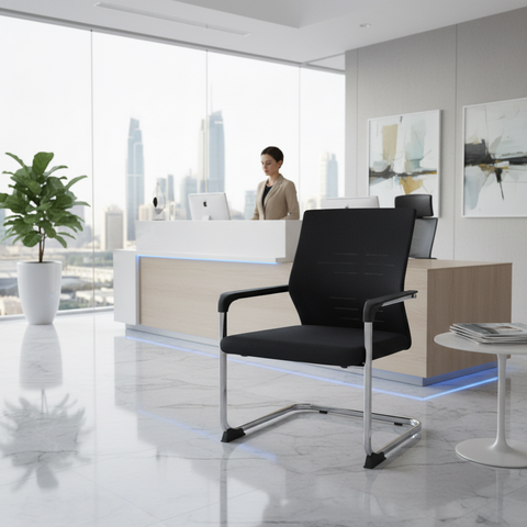 Mesh Back Visitor Chair UAE | Office Guest Chair with Chrome Base | Dubai Abu Dhabi | IH 1005V