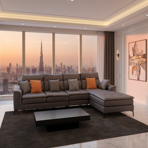Corner Sofa IH CS-1150 | Grey L-Shape Sectional Sofa – INFINI HOMES UAE
