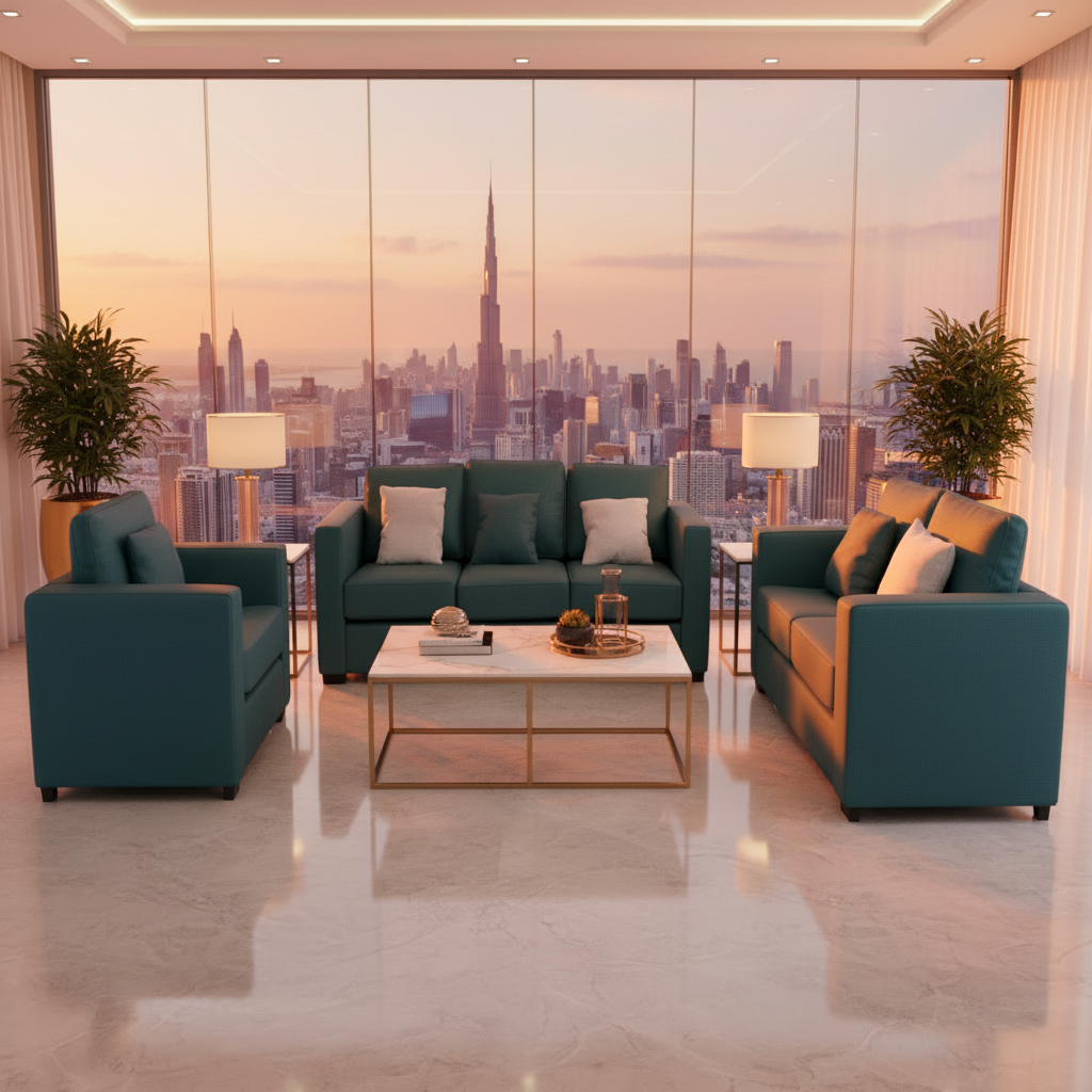 Green Fabric Sofa Set 3+2+1 | IH CS1016 | INFINI HOMES UAE