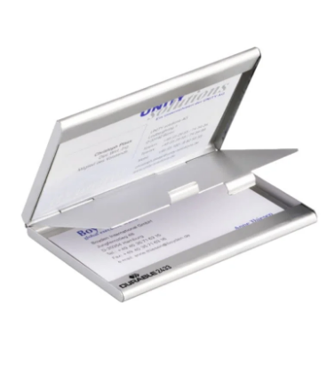 Durable Business Card Case Duo Metallic Silver - Premium Office
