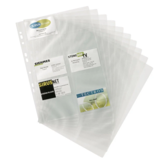 Durable Business Card Pockets A4 10-Pack | UAE Office Supplies