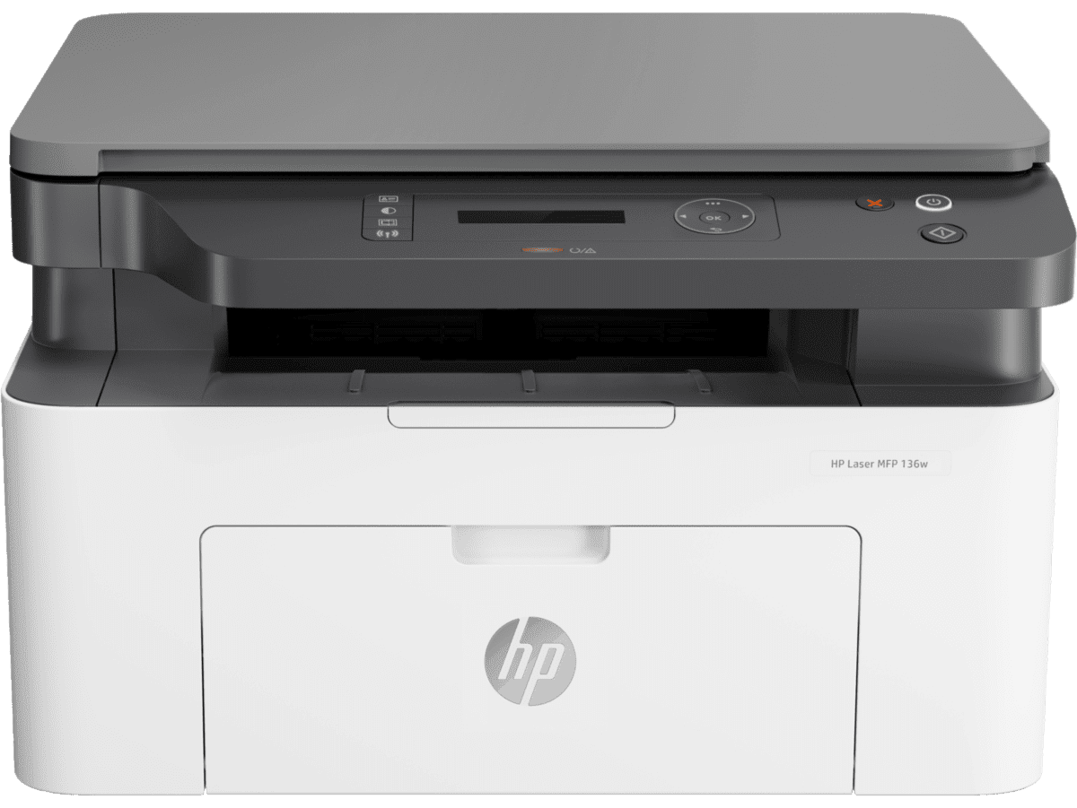 HP LaserJet MFP 136W wireless mono all-in-one laser printer front view – compact A4 printer for home office UAE