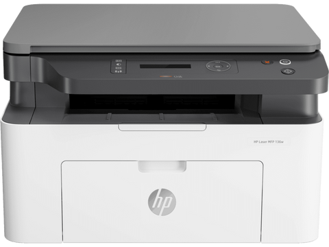 HP LaserJet MFP 136W wireless mono all-in-one laser printer front view – compact A4 printer for home office UAE