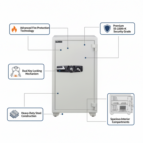 Eagle Fire Resistant Safe SS-150K+K | Premium Security Safe UAE | Dubai Abu Dhabi Sharjah