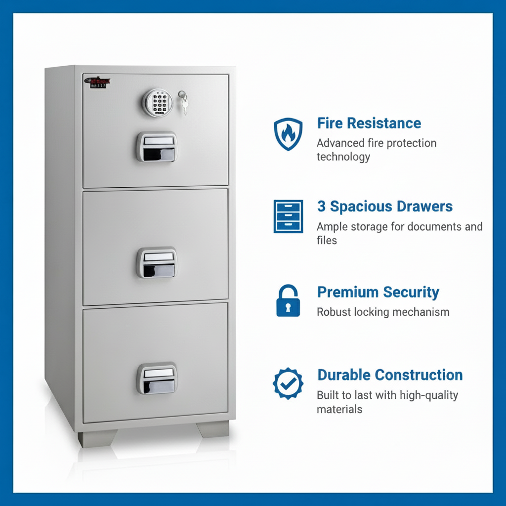 Eagle Safes Fire Resistant Filing Cabinet SF680-3EKX - 3 Drawer Security Cabinet UAE | Dubai Abu Dhabi Sharjah