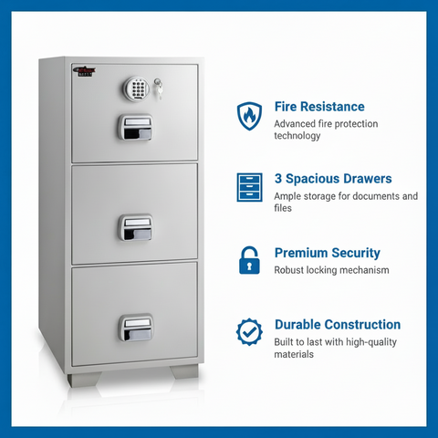Eagle Safes Fire Resistant Filing Cabinet SF680-3EKX - 3 Drawer Security Cabinet UAE | Dubai Abu Dhabi Sharjah