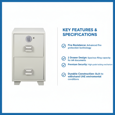 Eagle Safes Fire Resistant Filing Cabinet SF680-2EKX | 2 Drawer Office Safe Dubai UAE