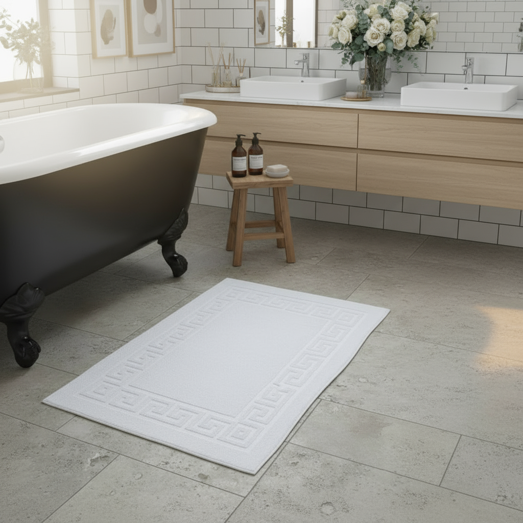 Premium Magnolia Bath Mat 50x80cm UAE - Greek Design 600 GSM Cotton Dubai Abu Dhabi