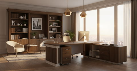 L Shaped Office Desk 240x220cm with Mobile Drawer - Executive Office Table Dubai UAE