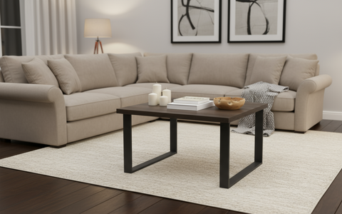 Coffee Table 60x60cm Walnut - Modern Metal Leg Design | Dubai UAE