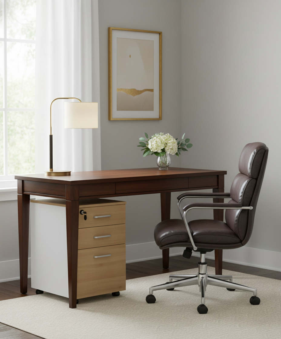 INFINI HOMES Pedestal Drawer UAE - Model BX-KD601+PD Oak White 40x40x55cm Dubai Abu Dhabi Sharjah