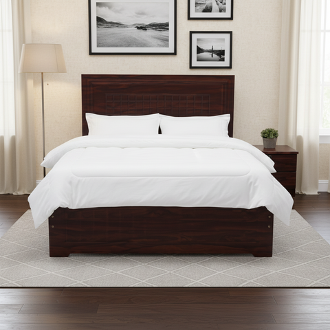 Dark Walnut Single Bed Premium Bedroom Setup UAE – Wooden Bed Frame 120x190cm