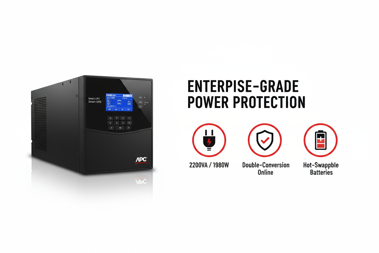 APC Smart-UPS SRT 2200VA 1980W - Rack/Tower UPS with LCD Display (SRT2200XLI)