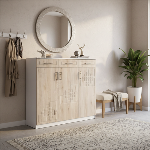Wooden Shoe Rack UAE | 120x120x35cm Storage Organiser | INFINI HOMES IH-D03