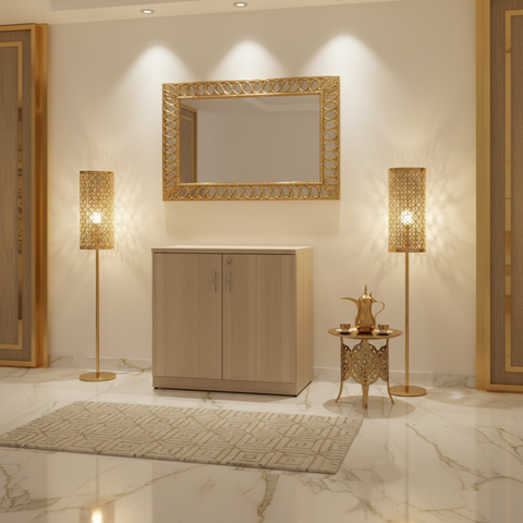 Wooden Storage Cabinet in Luxury UAE Entryway with Arabic Décor – IH BE808 INFINI HOMES