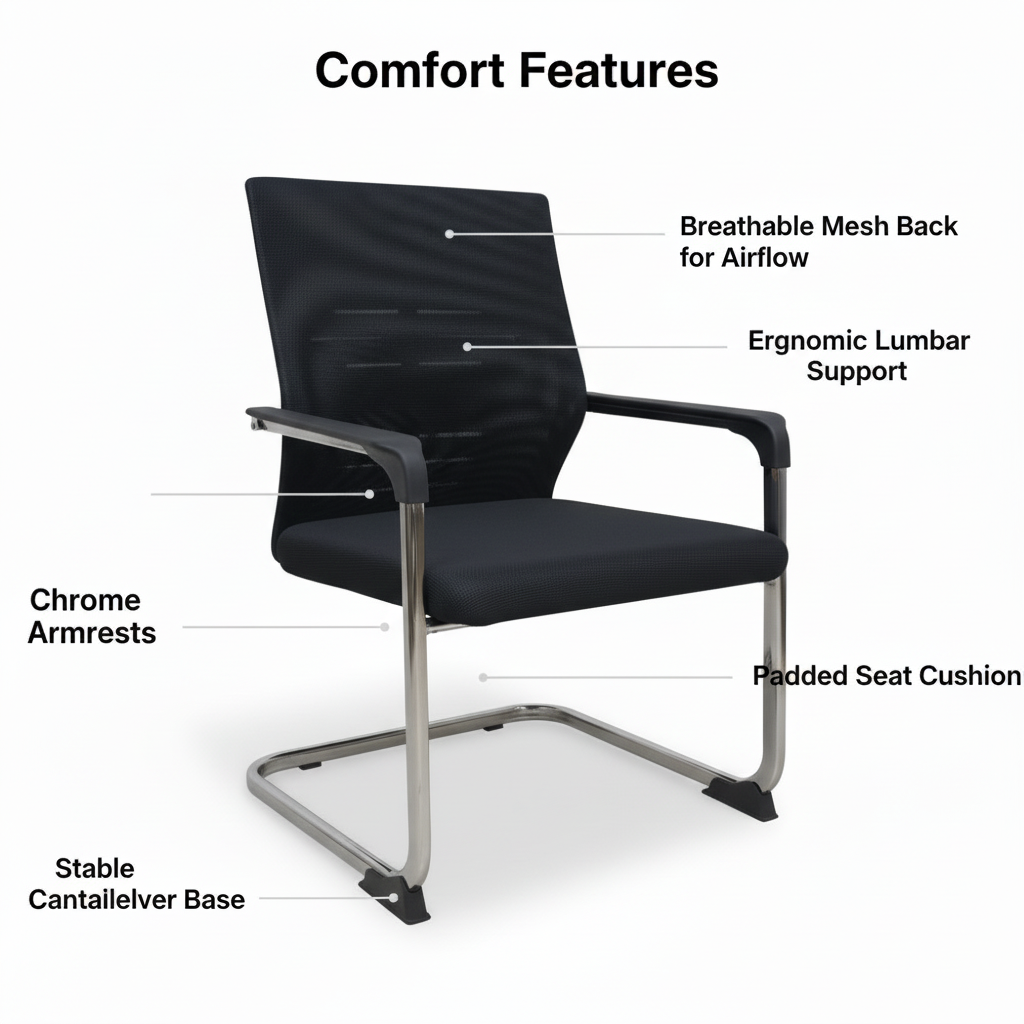 Mesh Back Visitor Chair UAE | Office Guest Chair with Chrome Base | Dubai Abu Dhabi | IH 1005V
