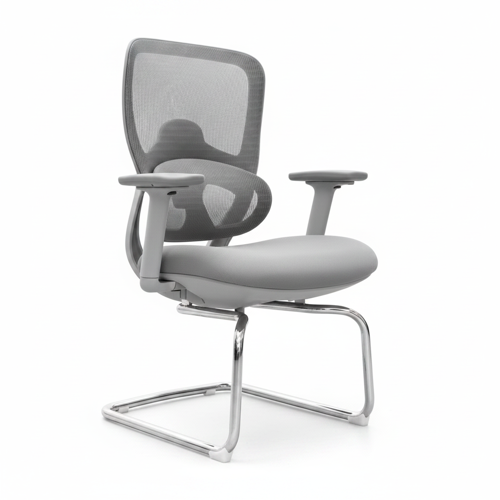 Vibe VCG Mesh Back Visitors Chair with chrome sled base and adjustable armrests – Office Chair UAE