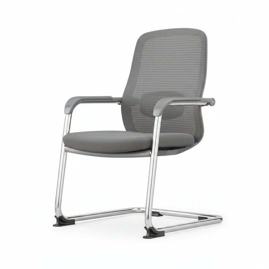 Ergonomic Mesh Visitor Chair – Grey Seat, Chrome Arms & Base | IH 202 | Buy in UAE | INFINI HOMES