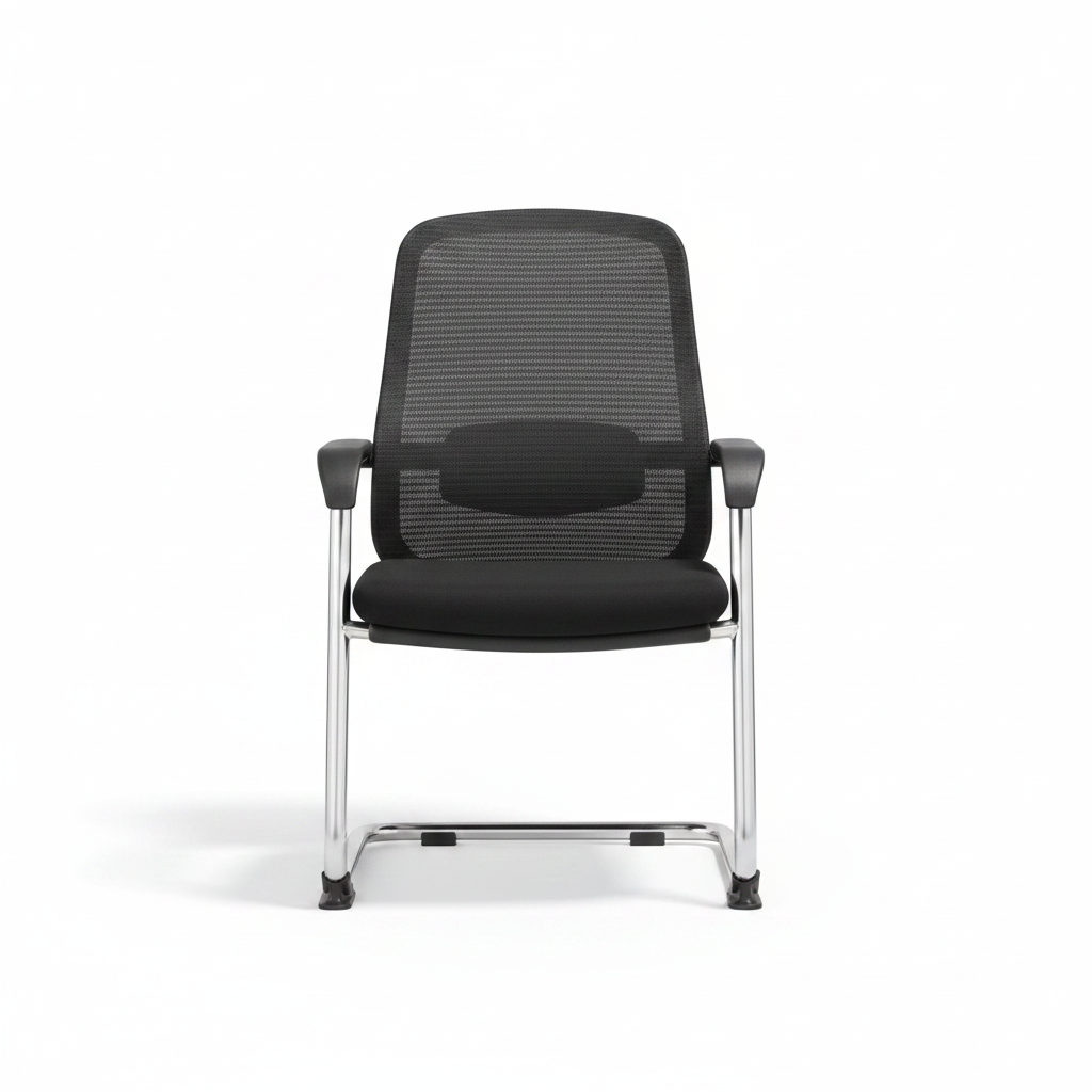 Ergonomic Mesh Visitor Chair with Chrome Arms & Base – Black | IH 202 | Buy Online UAE | INFINI HOMES