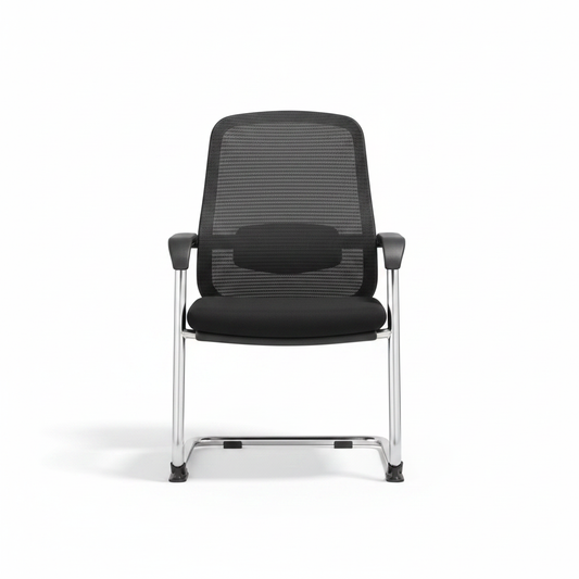 Ergonomic Mesh Visitor Chair with Chrome Arms & Base | IH 202 | Black & Grey Black