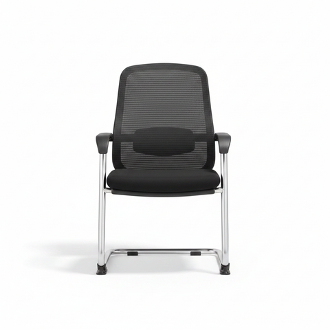 Ergonomic Mesh Visitor Chair with Chrome Arms & Base – Black | IH 202 | Buy Online UAE | INFINI HOMES