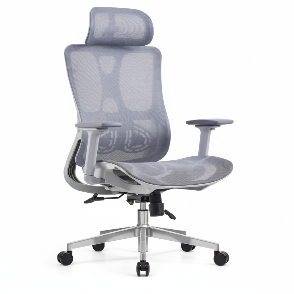 Premium Ergonomic Grey Office Chair with Headrest Dubai | High Back Mesh Executive Chair UAE | IH A-216