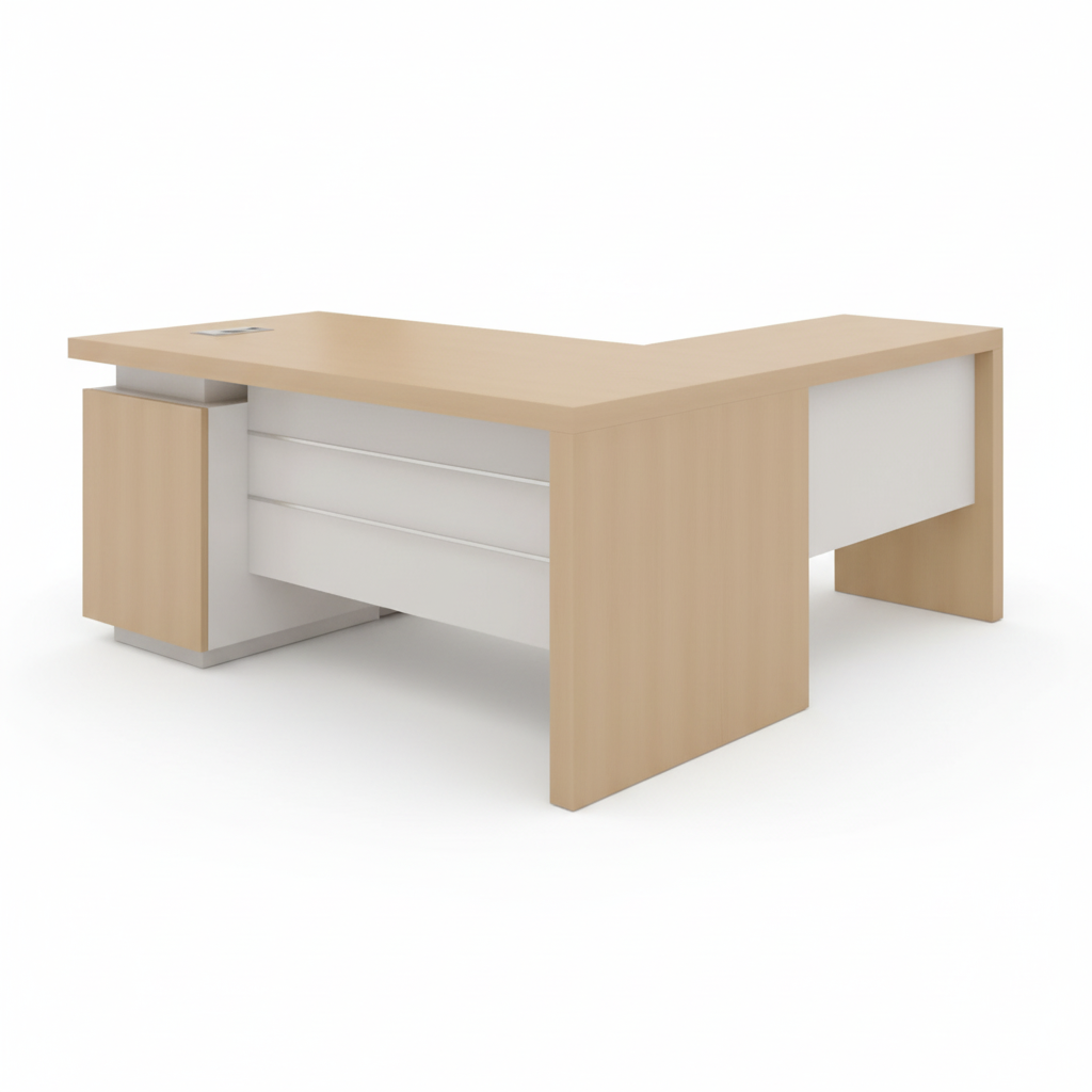 INFINI HOMES Executive Table UAE - Model KN140-EX-BX+EXT Light Oak White 80x40cm Dubai Abu Dhabi Sharjah