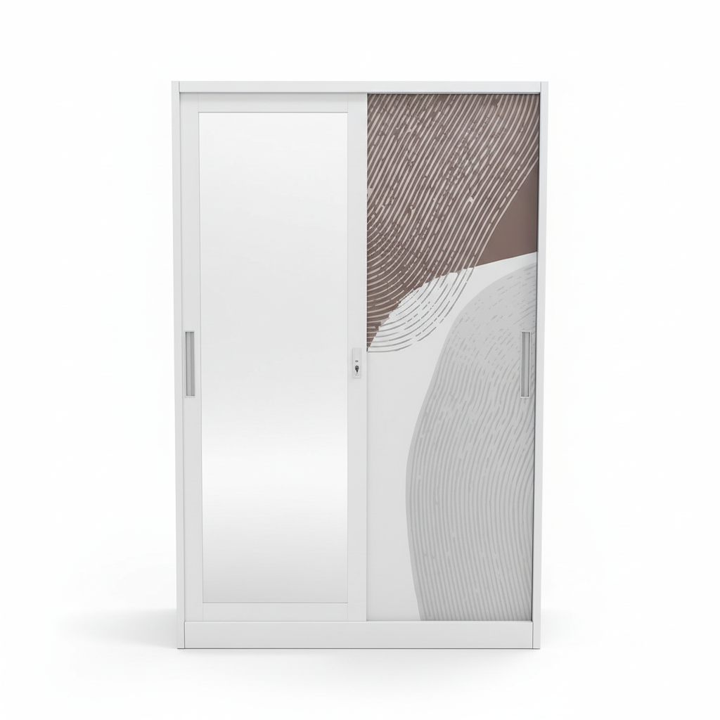 Metal Wardrobe with 2 Sliding Doors & Inner Locker | 180×120×50 cm | INFINI HOMES UAE