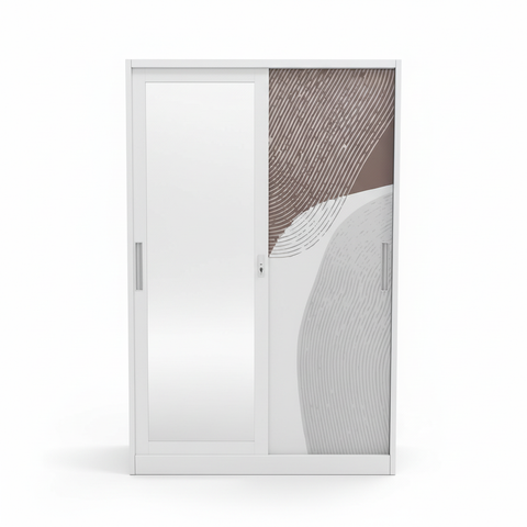 Metal Wardrobe with 2 Sliding Doors & Inner Locker | 180×120×50 cm | INFINI HOMES UAE