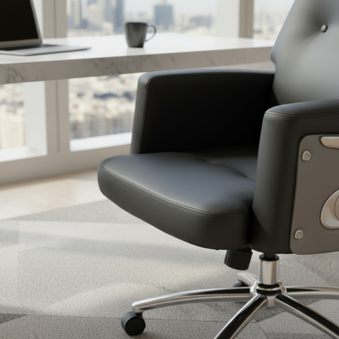 Executive Boss Chair Black - High Back Recliner Office Chair with Chrome Base UAE | IH 11