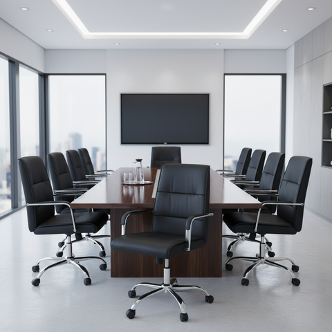 High Back Executive Office Chair UAE | Ergonomic PU Leather Chair with Chrome Base | IH 107
