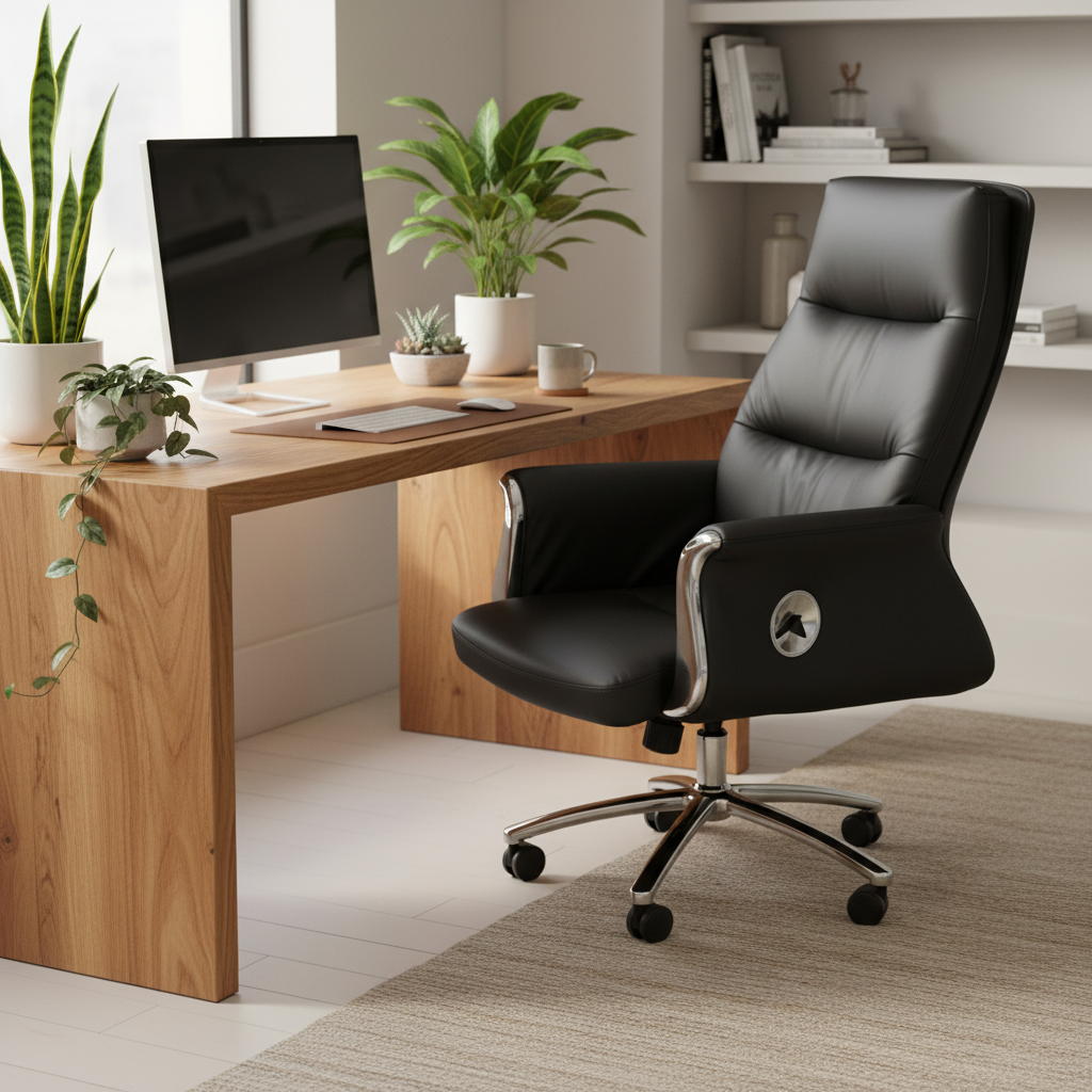 Executive Boss Black Chair UAE | High Back Recliner Office Chair with Chrome Base | IH 168