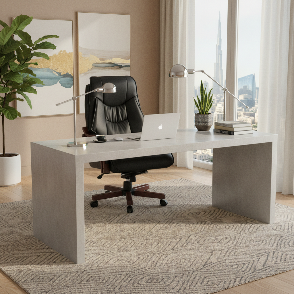 Executive Manager Office Chair with Wooden Arms - Premium PU Leather Recliner UAE | IH 9988
