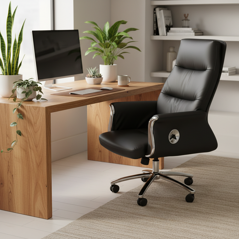 Executive Boss Black Chair UAE | High Back Recliner Office Chair with Chrome Base | IH 168