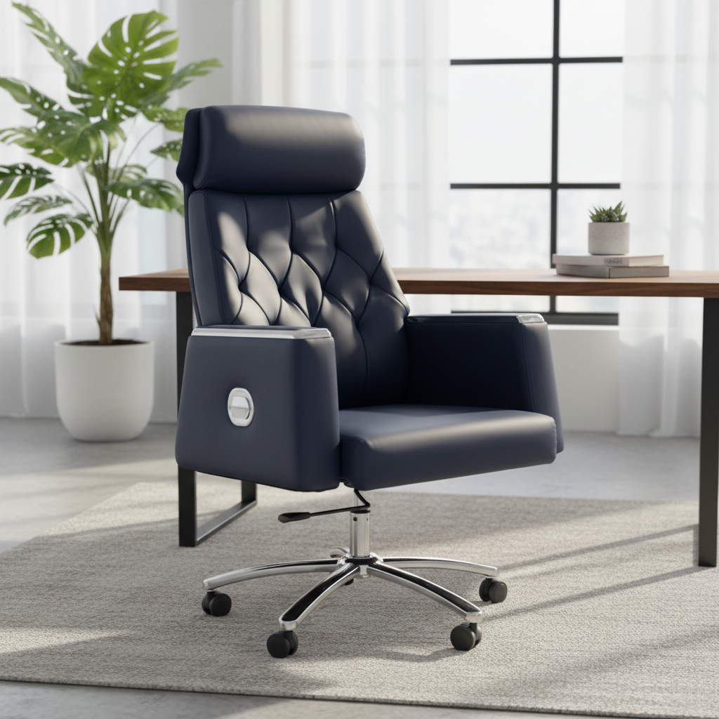 Executive Boss Chair UAE | High Back Recliner Office Chair with Chrome Base | IH A23